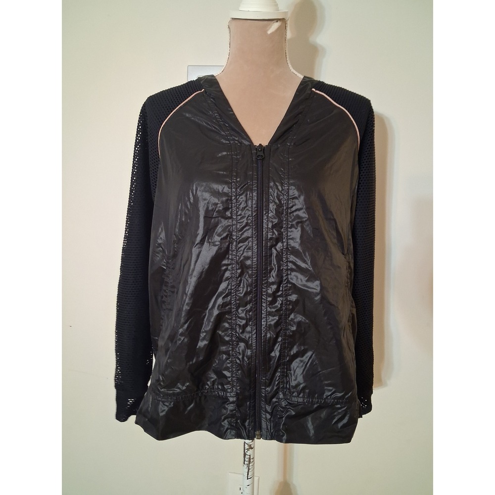 Koral by Ilana Kugel Womens Black Mesh Sleeve Full Zip Active Jacket Size Medium